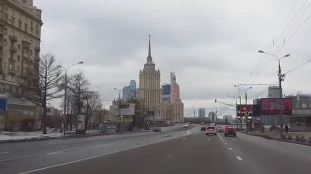 Воскресная Москва: Новый Арбат и Кутузовский просп. из окна авто смотреть онлайн