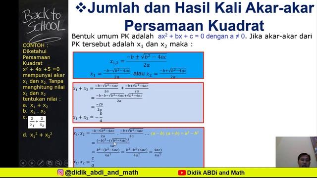 BAB : Persamaan dan Fungsi Kuadrat || Jumlah dan Hasil Kali Akar-akar Persamaan Kuadrat смотреть онлайн