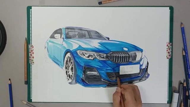 자동차 그리기 / Realistic Car Drawing - BMW 3 Series - Time Lampse смотреть онлайн
