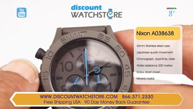 Nixon A038638 Mens The 42-20 Chrono Lefty Grey Dial Grey Rubber Strap Dive Watch Review Video
