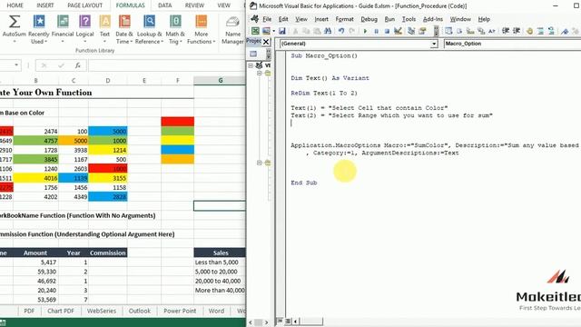 Excel VBA & Macro !! Sum Based on Color 2nd - Function Procedure !! Make It Learn !! CA Manish Goya смотреть онлайн