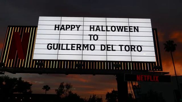 Happy Halloween Guillermo Del Toro Billboard Sunset Blvd Los Angeles California USA October 31, 202 смотреть онлайн