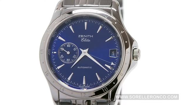 ZENITH Elite Blue Small Second Automatic GMT 39 mm смотреть онлайн