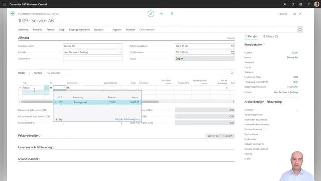 Microsoft Dynamics 365 Business Central - Skapa en faktura (försäljningsfaktura) смотреть онлайн