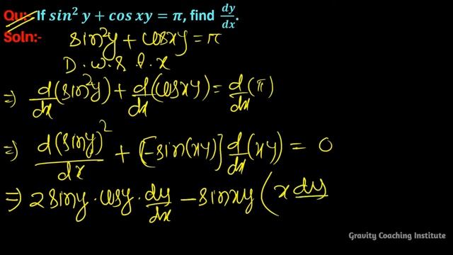 Q17 | If sin^2y + cosxy = π find dy/dx | Implicit Function | Differentiation | If sin^2y+cosxy=pi смотреть онлайн