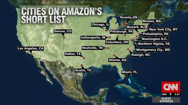 Amazon HQ2: Contenders down to 20 cities смотреть онлайн