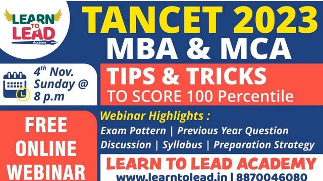 TANCET 2023 | FREE ONLINE Class | Tips & Tricks to Score 100 Percentile #tancetmba2023 #tancet2023 смотреть онлайн