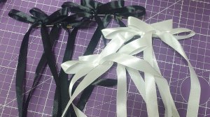 Банты из атласной ленты на шаблоне Двойные банты с хвостиками Банты в корейском стиле своими руками