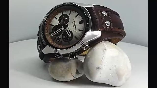 Fossil CH2565 10ATM Watch Leather Strap Used Condition
