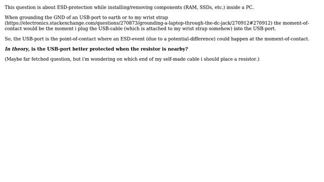 Electronics: Resistor near point-of-contact for better ESD-protection? смотреть онлайн