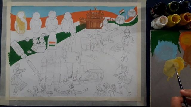 Atmanirbhar Bharat poster painting, Azadi ka Amrut Mahotsav Poster Painting, art master gore смотреть онлайн