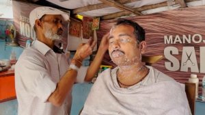 МАССАЖ ГОЛОВЫ, ОЧИЩЕНИЕ ЛИЦА НИТКАМИ .  ИНДИЙСКИЙ ПАРИКМАХЕР