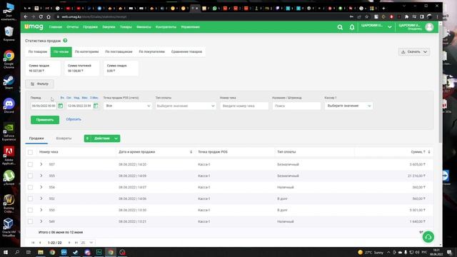 UMAG Отчёты (Статистика продаж/по чекам) смотреть онлайн
