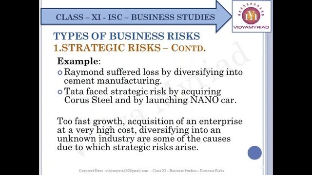 Class XI II Business Studies II Business Risks II ISC II Vidya Myriad II смотреть онлайн