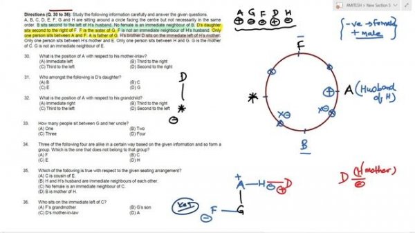 A, B, C, D, E, F, G and H are sitting around a circle facing the centre.B sits second to the left