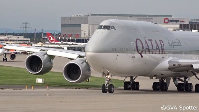 Qatar Amiri Boeing 747-8(BBJ) A7-HHE Landing & Takeoff At Geneva/GVA/LSGG