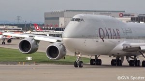 Qatar Amiri Boeing 747-8(BBJ) A7-HHE landing & takeoff at Geneva/GVA/LSGG