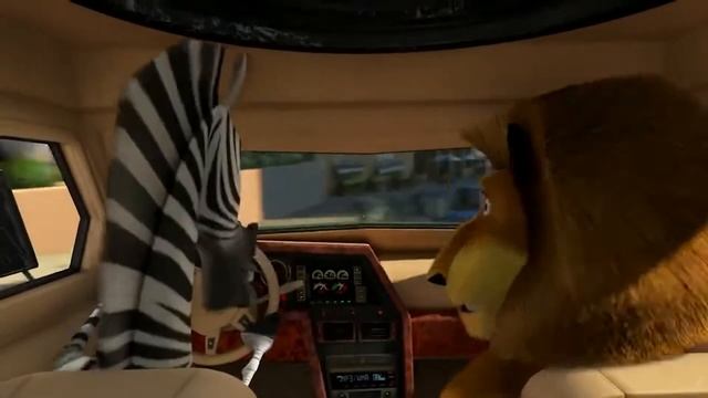 Мадагаскар, но под тему погони из смешариков