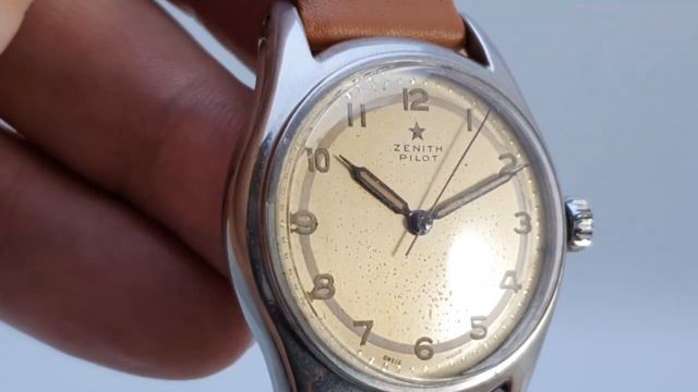 c1955 Zenith Pilot men's vintage watch from the start of Pilot production смотреть онлайн