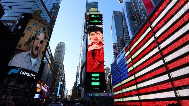 Iman Troye Spotify EQUAL digital billboard ad at New York Times Square смотреть онлайн