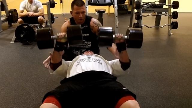 Dumbbell Press:150 lbs for 6 reps @ 198 lbs body weight смотреть онлайн