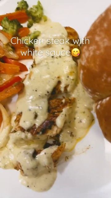 Chicken steak with white sauce how to make chicken steak #youtubevideo#happycookingtoyou смотреть онлайн