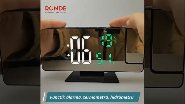 Ceas De Masa DS-3618LP, Afisaj Alb Si Proiectie Rosie, Efect Oglinda, Alarma, Temperatura