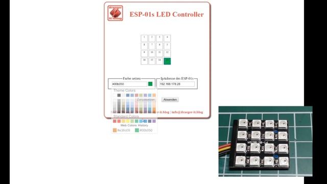 ESP-01s Led Controller - Webseite zum steuern einer 4x4 NeoPixel Matrix смотреть онлайн