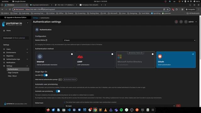 Portainer SSO (OAuth) Using Keycloak.