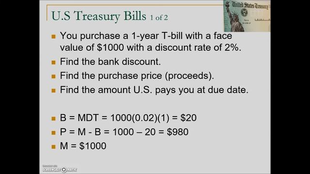 Simple Discount Notes App: Treasury Bills– Math w/ Business Applications, Simple Interest Chapter смотреть онлайн