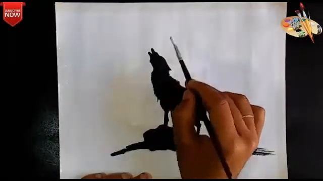 Beutifull panting of wolf the poster colour | Good Luck Art смотреть онлайн