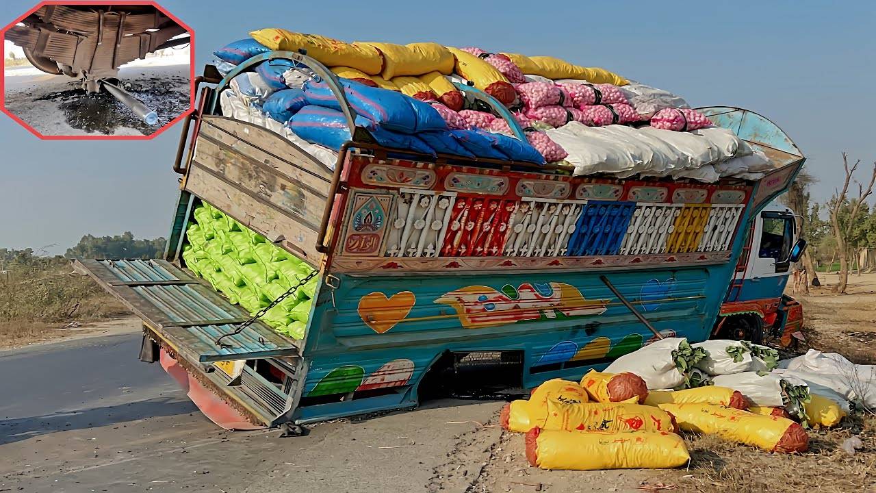 Пробка грузовика застряла посреди дороги, как механик ремонтирует грузовик смотреть онлайн