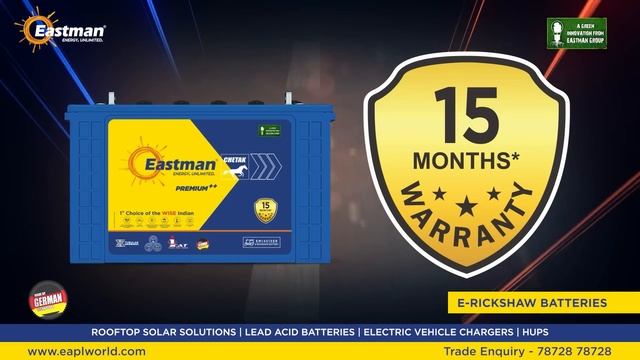 Eastman E-Rickshaw Battery Range | Available with 12/18/15/24 months warranty* смотреть онлайн