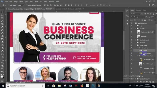 Business Conference Flyer Design PSD Photoshop Tutorial смотреть онлайн