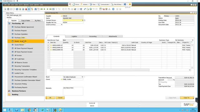 SAP B1 Goods Returns смотреть онлайн