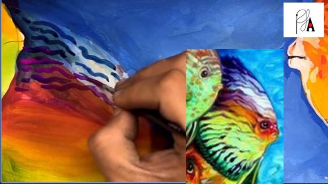 How to make Easy Fishes in Pond Poster colour Painting for kids смотреть онлайн