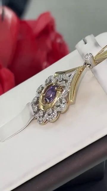 Кулон 585 проба;Брилл.,аметист Вес 6,3 гр. #ювелирка #золото #бриллианты #кулон #аметист смотреть онлайн