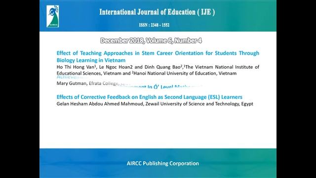 International Journal of Education ( IJE ) смотреть онлайн