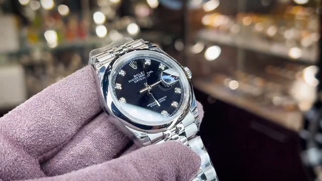 Часы женские Rolex DateJust черный сталь 36мм люкс смотреть онлайн