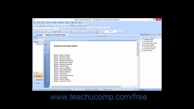 Crystal Reports 2013 Tutorial Refreshing the Report Data Business Objects Training смотреть онлайн