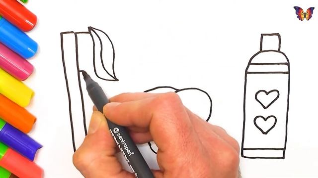 How to Draw Toothbrush Tooth and Toothpaste for Kids смотреть онлайн