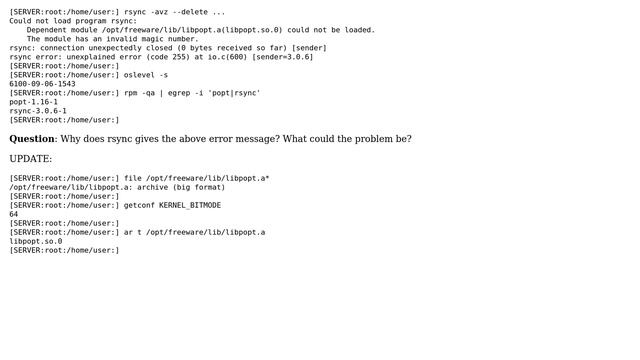 Unix & Linux: rsync on AIX gives popt The module has an invalid magic number error (2 Solutions!!) смотреть онлайн