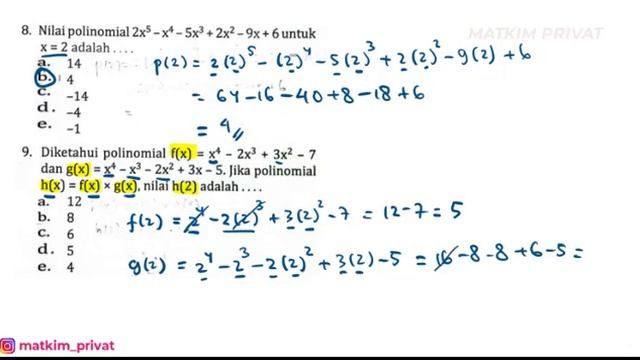 PENILAIAN HARIAN POLINOMIAL MAT.PEMINTAN KELAS XI (Buku PR Intan Pariwara) Part 1 (1-15) смотреть онлайн