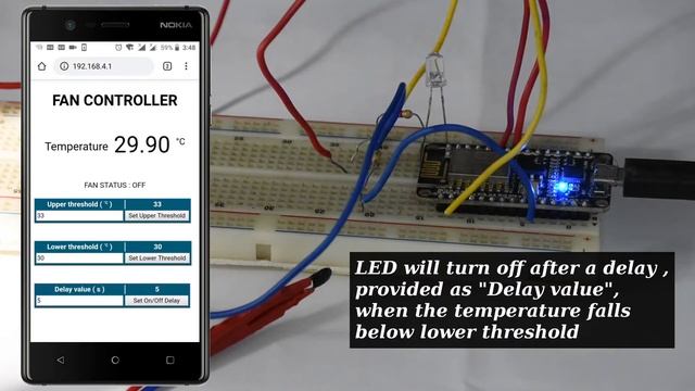 Temperature monitoring and device controlling over WiFi through Android using NodeMCU and thermisto смотреть онлайн