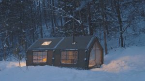 Кемпинг в снег, песик за кампанию, надувная палатка, асмр, asmr