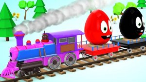 Изучаем цвета для маленьких деток. Цветные яйца с паровозиком