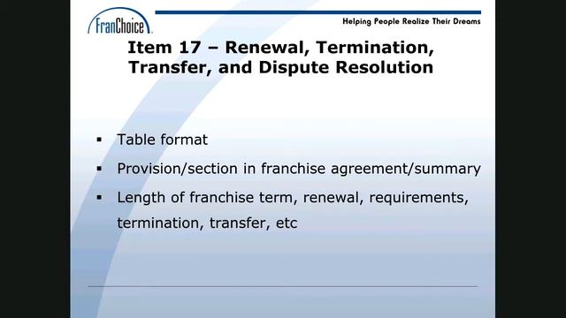 Franchise Disclosure Document Items 1 to 23 смотреть онлайн