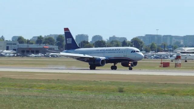 US Airways Airbus A319-132 [N823AW] landing in YVR смотреть онлайн