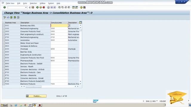 SAP | FI | ASSIGN BUSINESS AREA TO CONSOLIDATION BUSINESS AREA смотреть онлайн