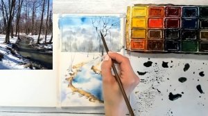 Весенний пейзаж акварелью.